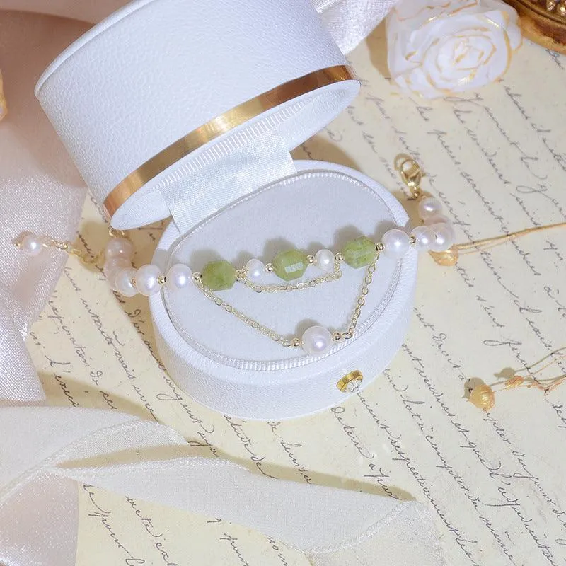 Grape Jade and Pearl Bracelet