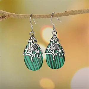 Green Acrylic & Silver-Plated Drop Earrings