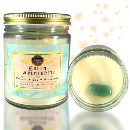 Green Aventurine Crystal Candle - Joy ✻ Balance ✻ Prosperity