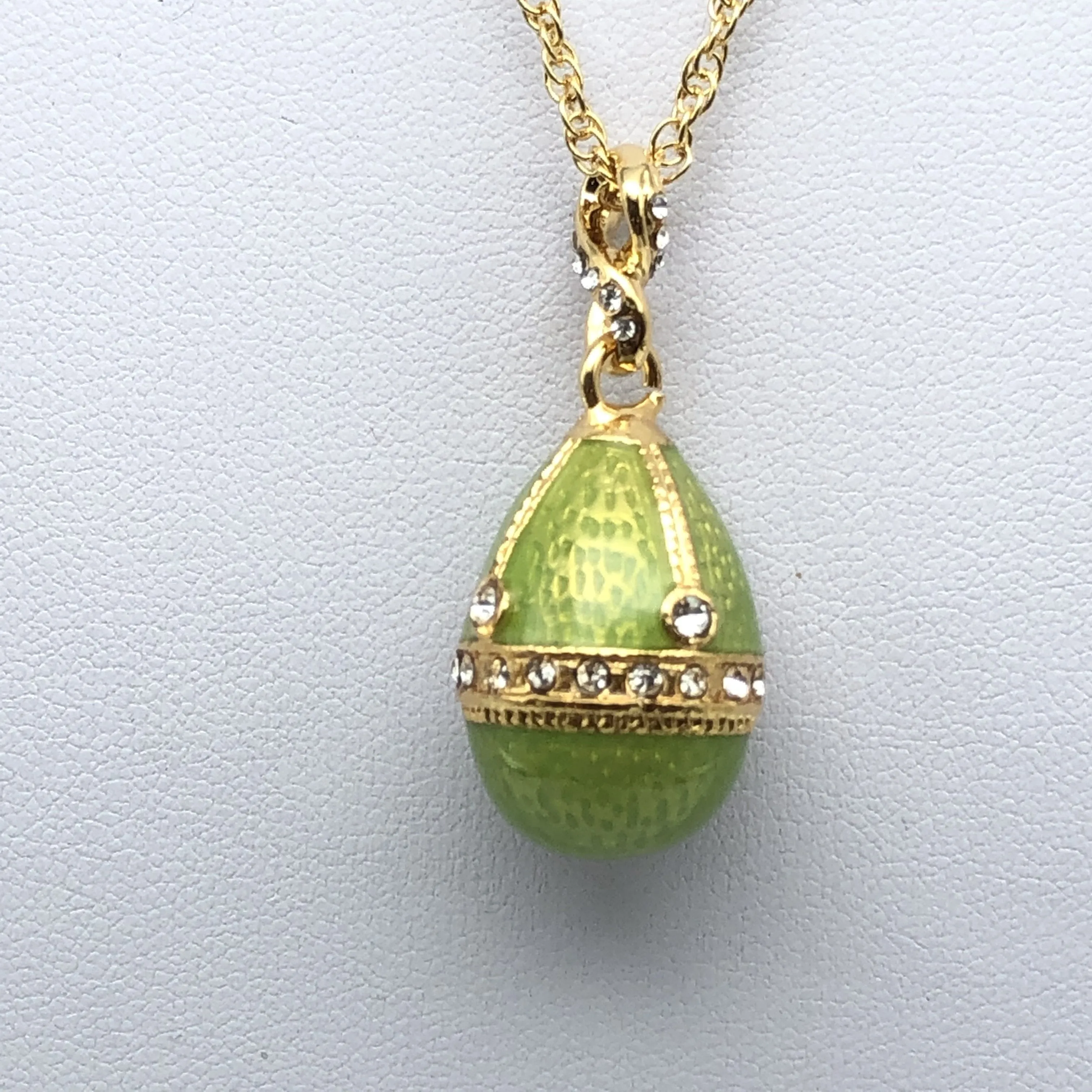 Green Egg Pendant Gold Necklace