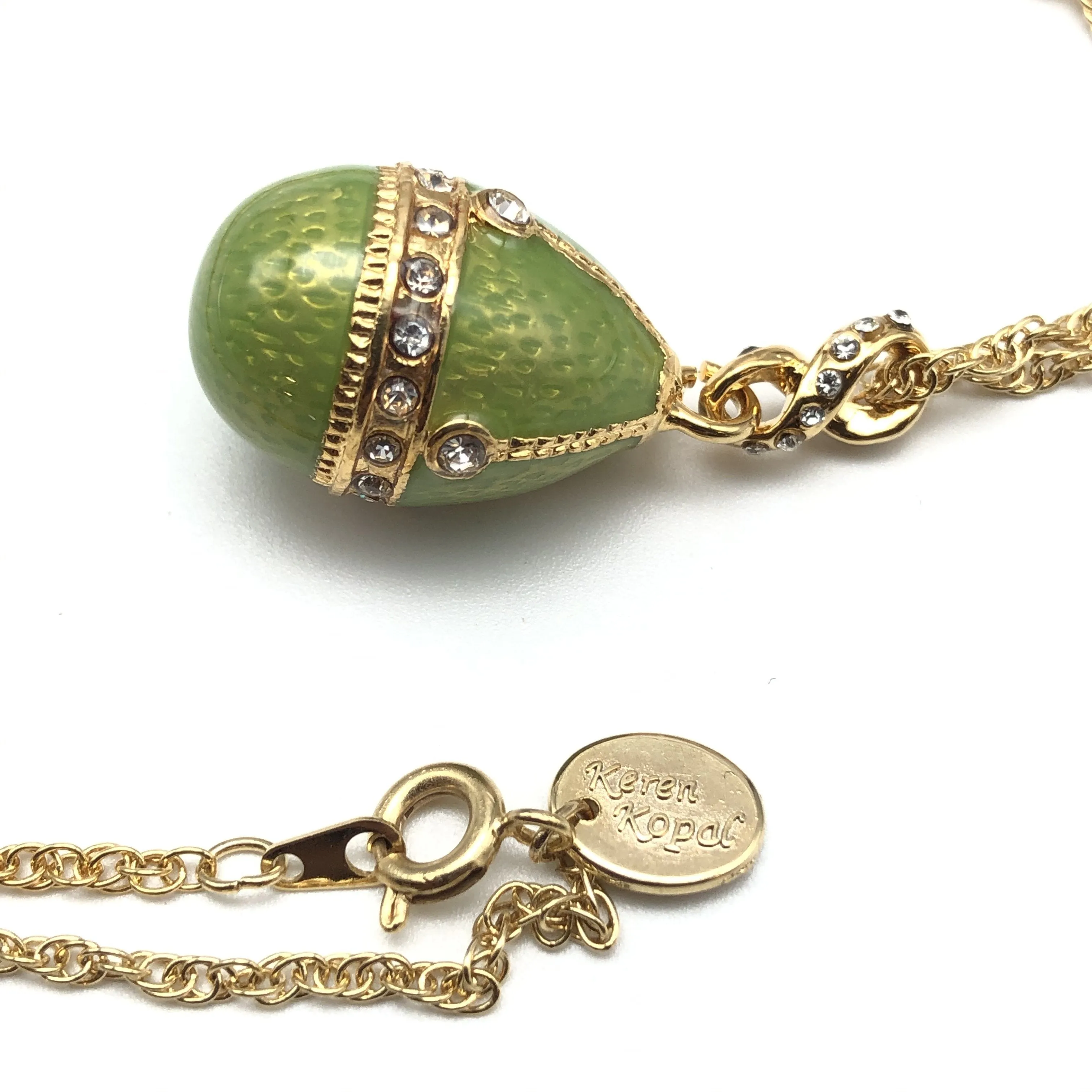Green Egg Pendant Gold Necklace