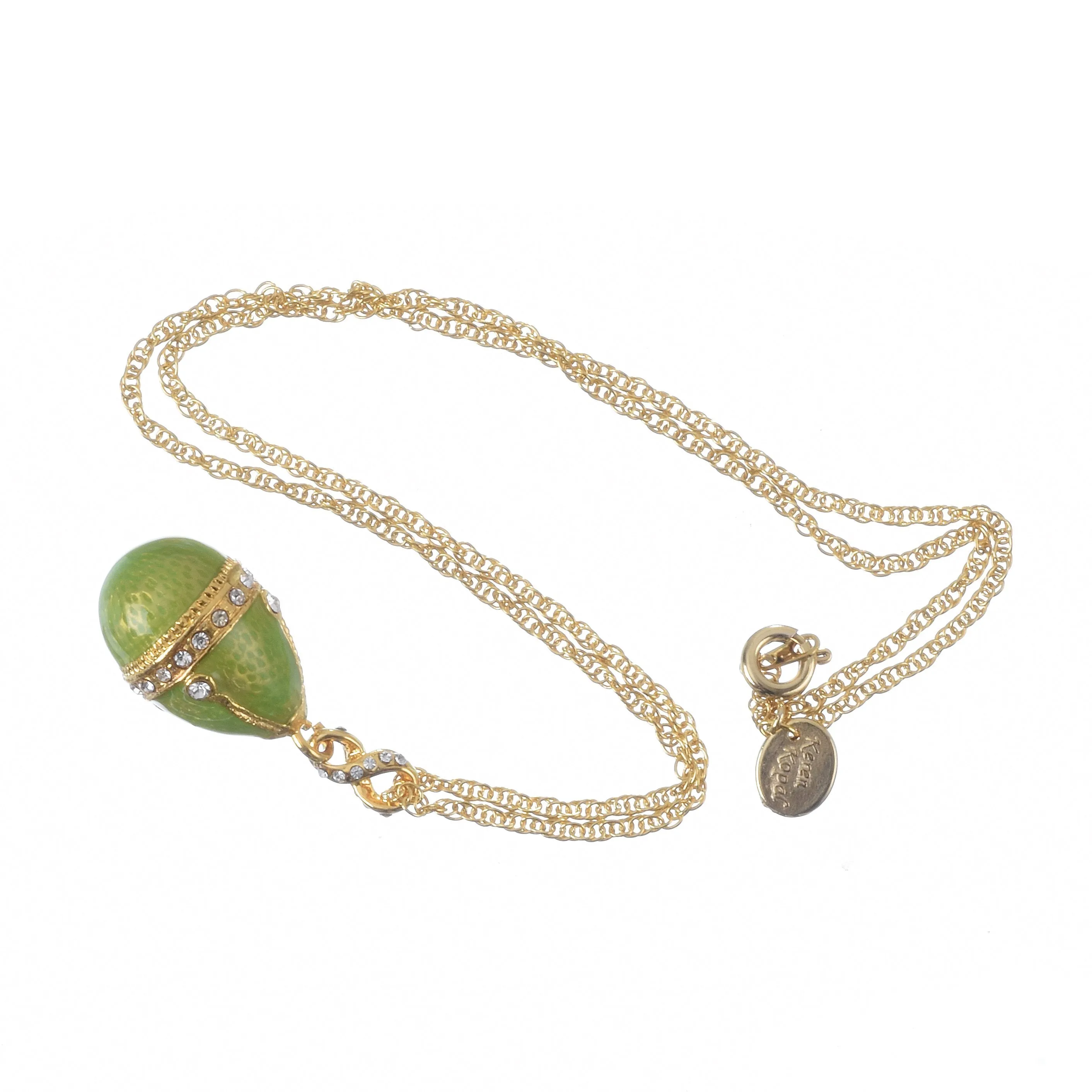 Green Egg Pendant Gold Necklace