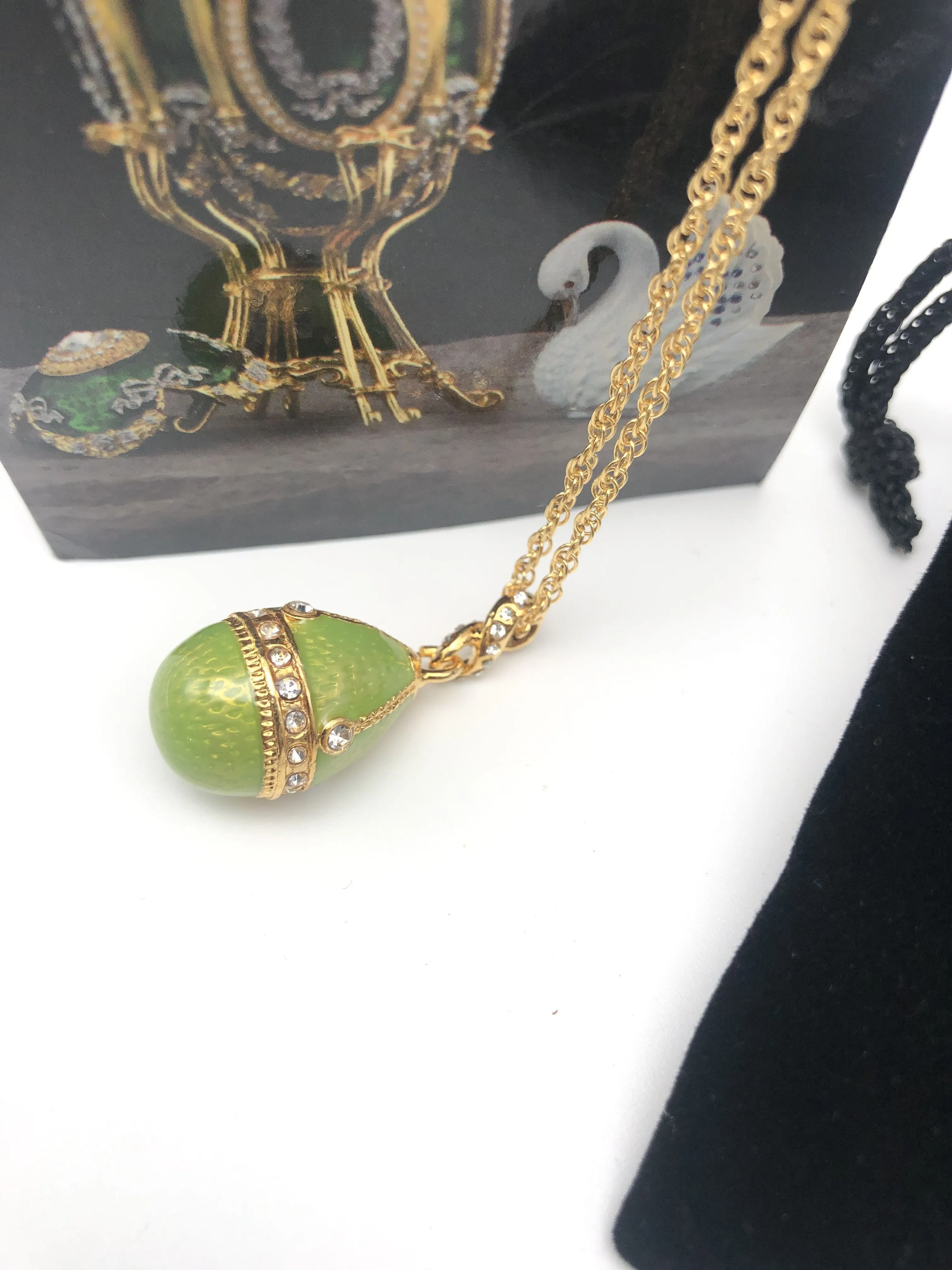 Green Egg Pendant Gold Necklace