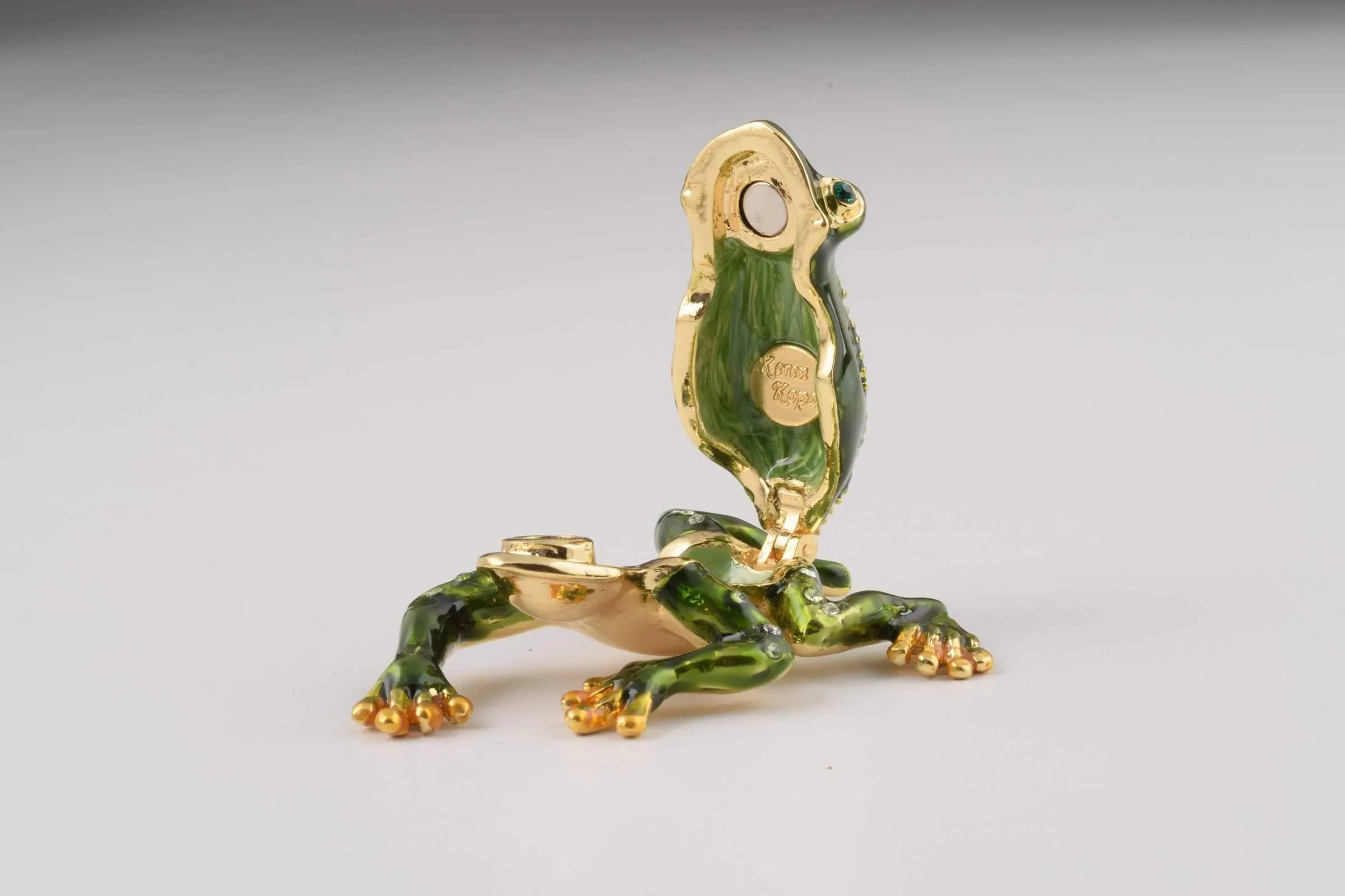 Green Frog with a Flower