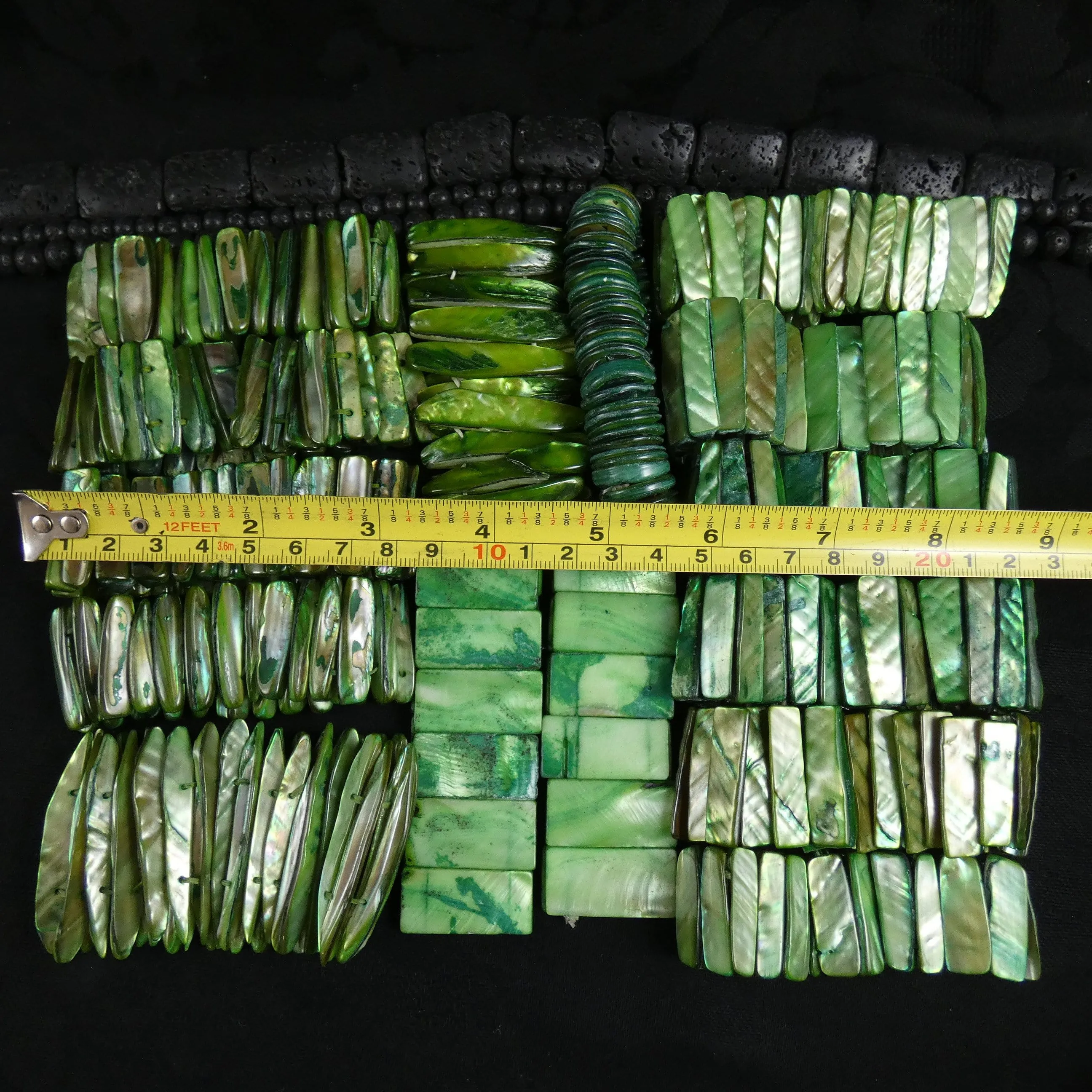 Green Mother of Pearl Stretch Bracelets (dyed) (Various)