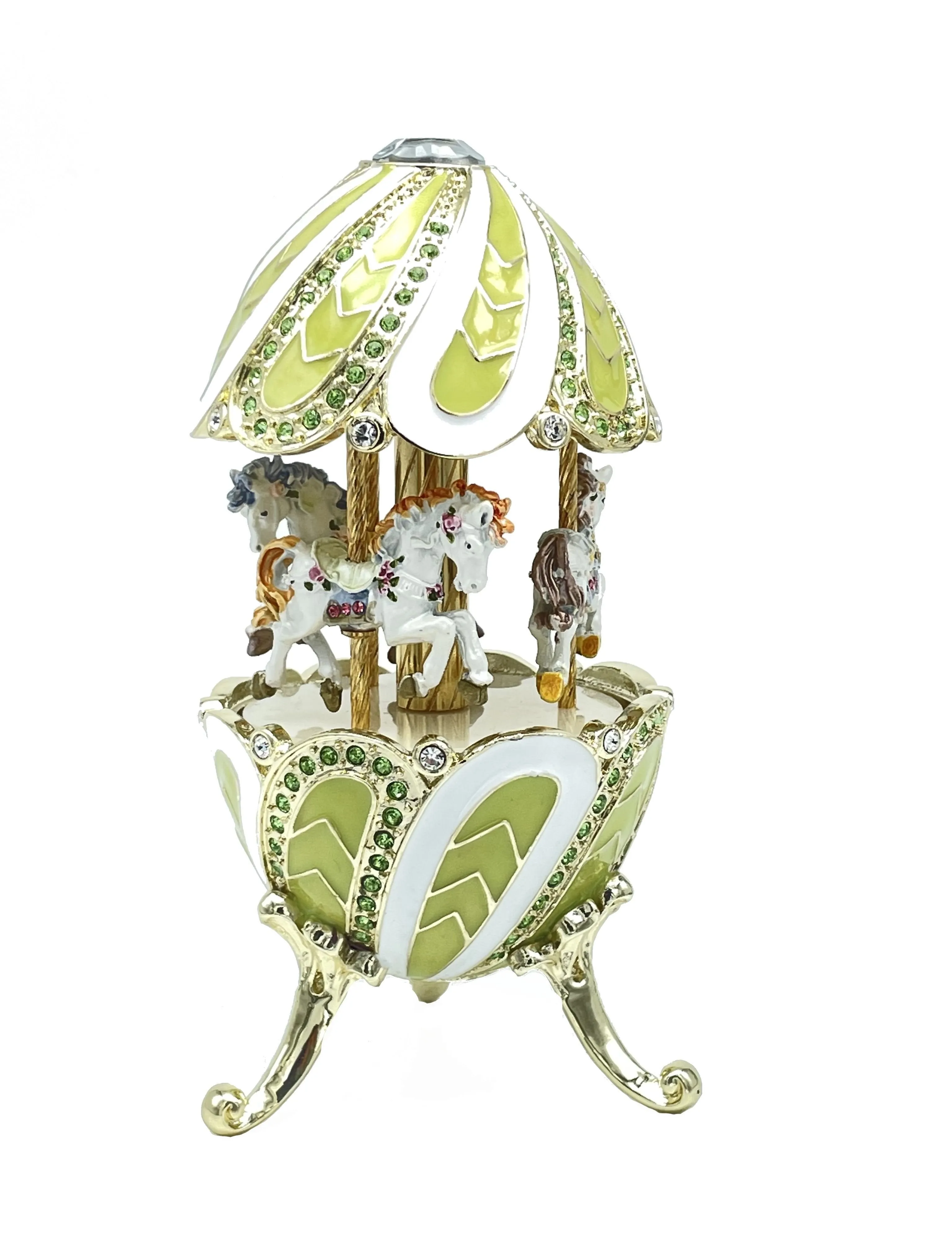 Green Wind up Musical Carousel Swan lake by Tchaikovsky