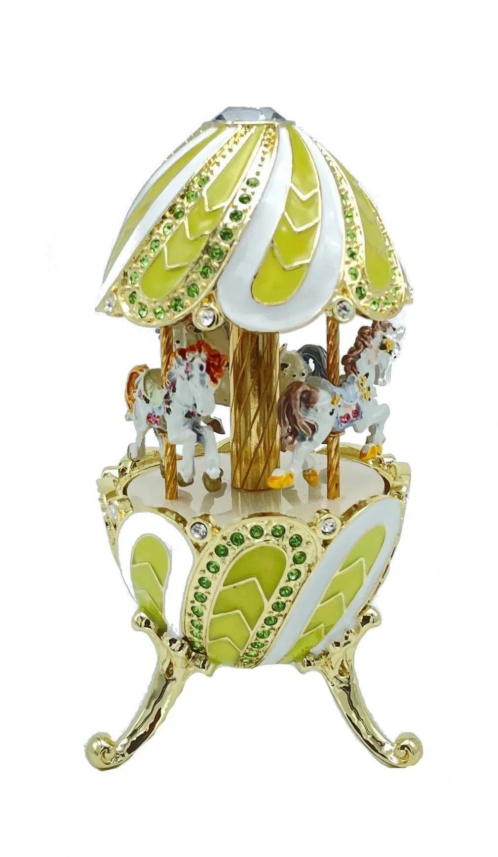 Green Wind up Musical Carousel Swan lake by Tchaikovsky