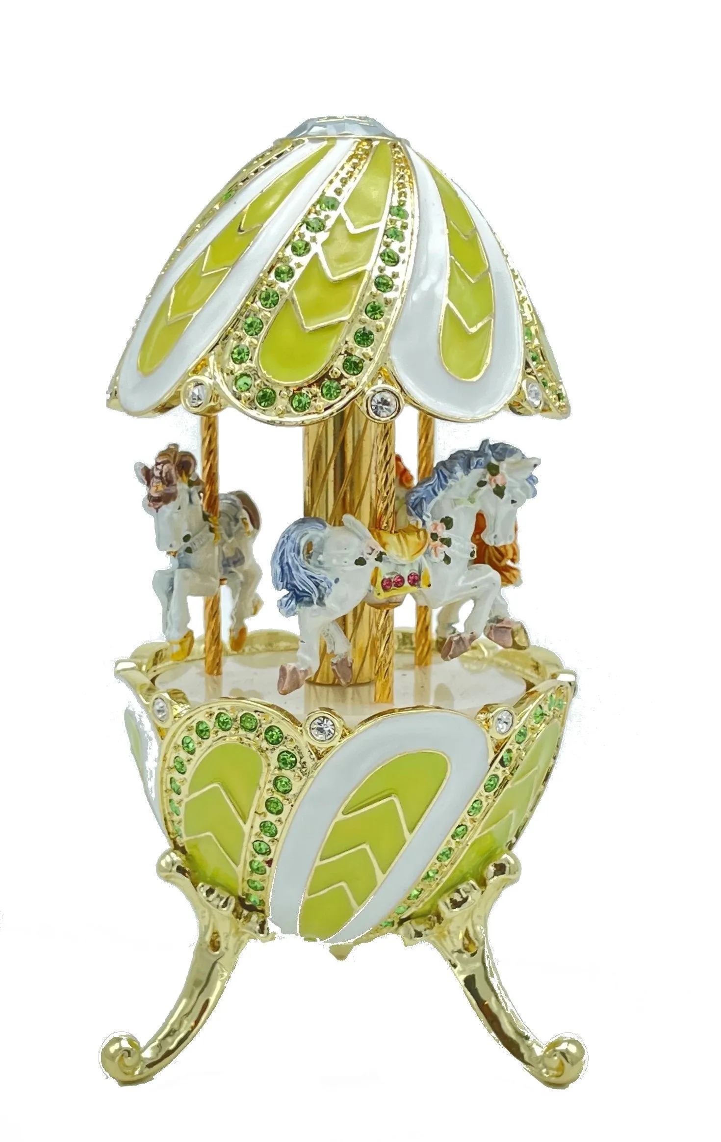 Green Wind up Musical Carousel Swan lake by Tchaikovsky