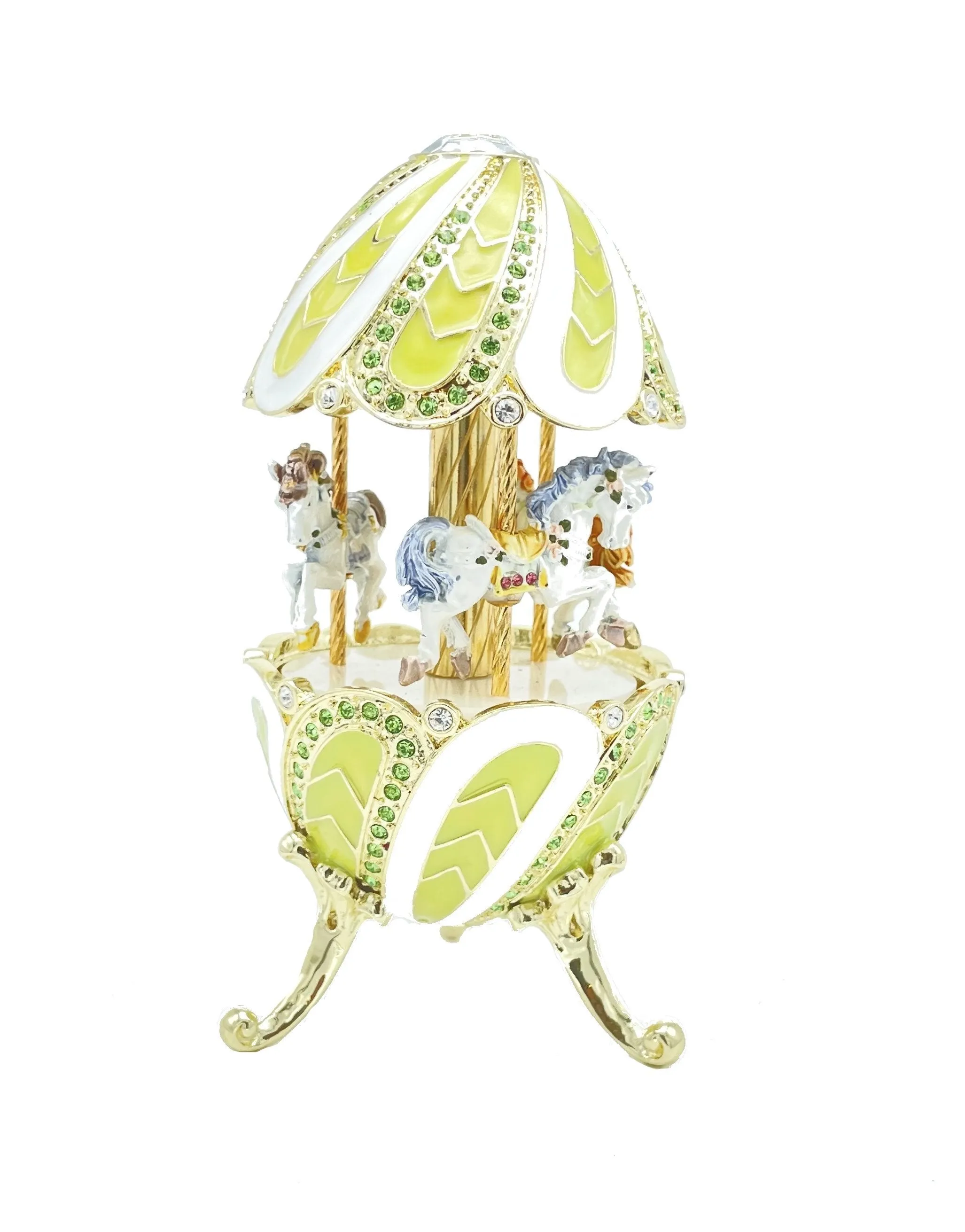 Green Wind up Musical Carousel Swan lake by Tchaikovsky