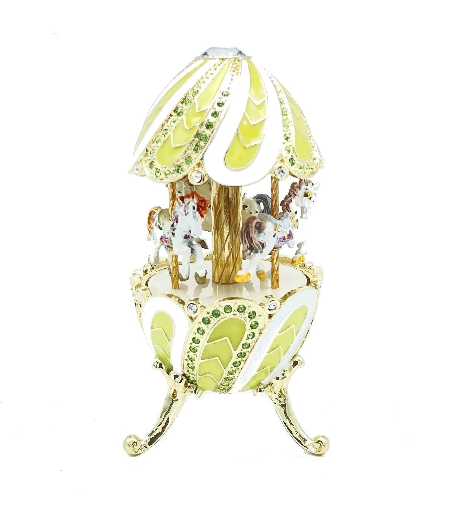 Green Wind up Musical Carousel Swan lake by Tchaikovsky