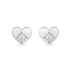 Hallmark Fine Jewelry Heart Stud Earrings in Sterling Silver with Diamonds