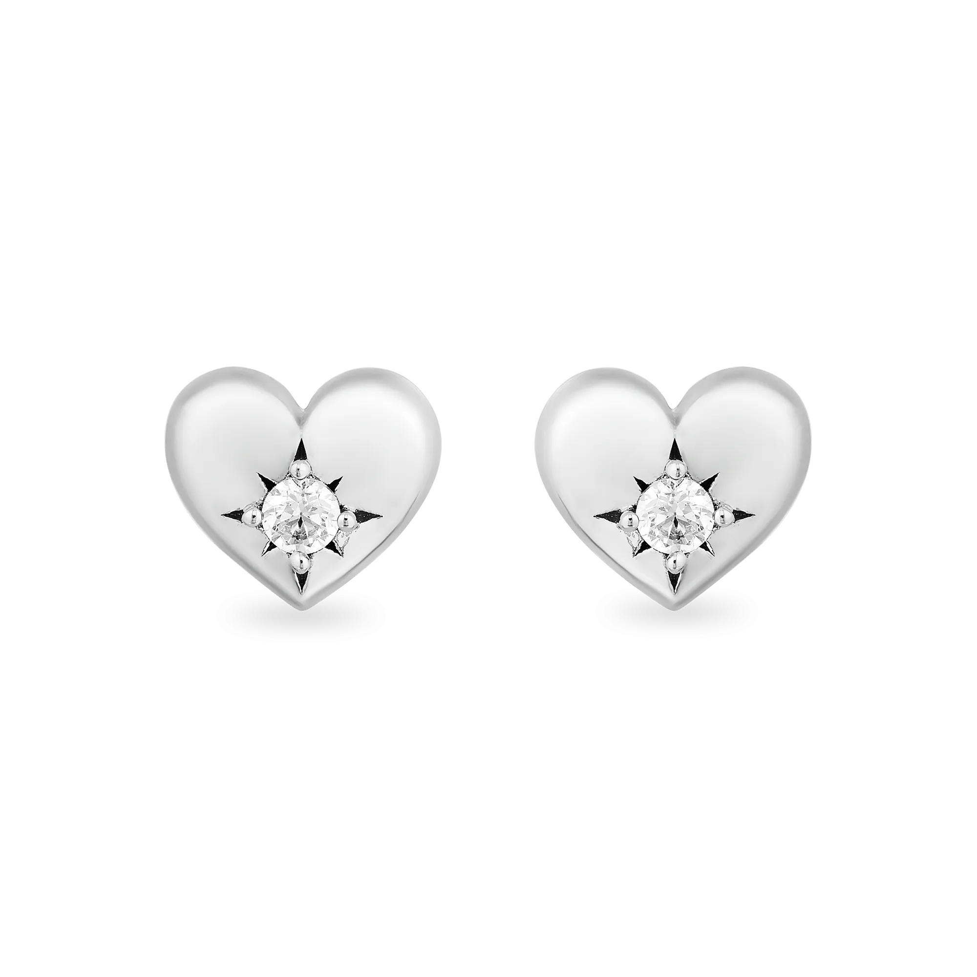 Hallmark Fine Jewelry Heart Stud Earrings in Sterling Silver with Diamonds