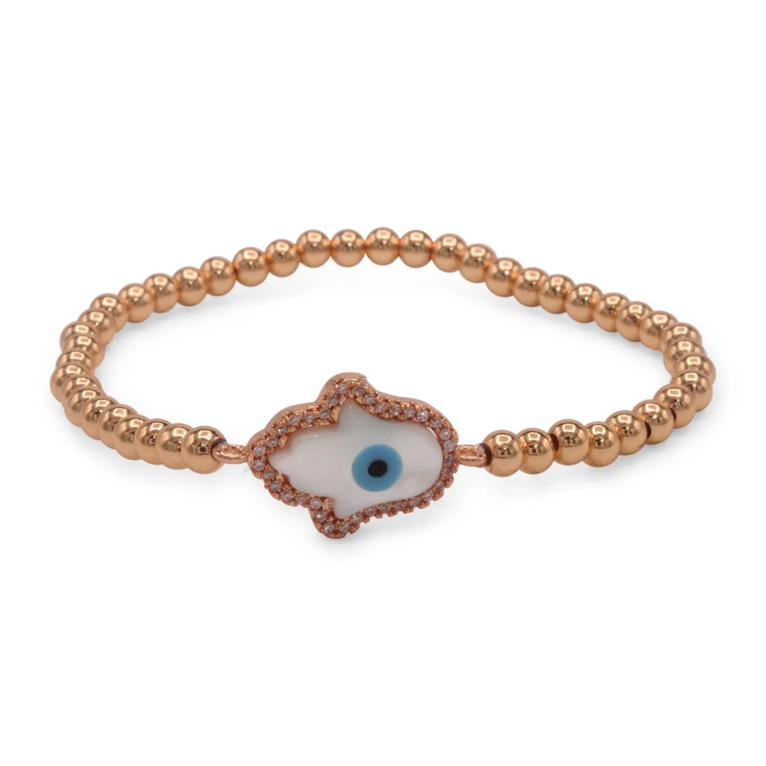 Hamsa Evil Eye Cuboc Zirconia Charm Bracelet Men Women