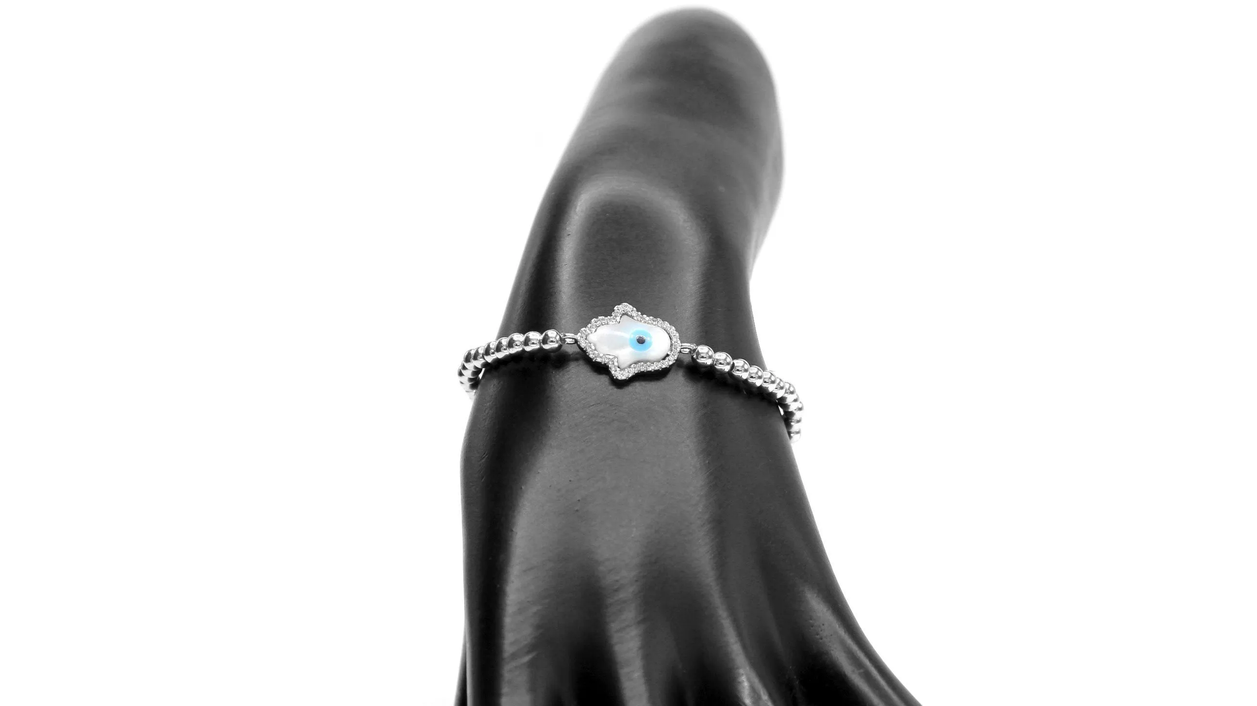 Hamsa Evil Eye Cuboc Zirconia Charm Bracelet Men Women