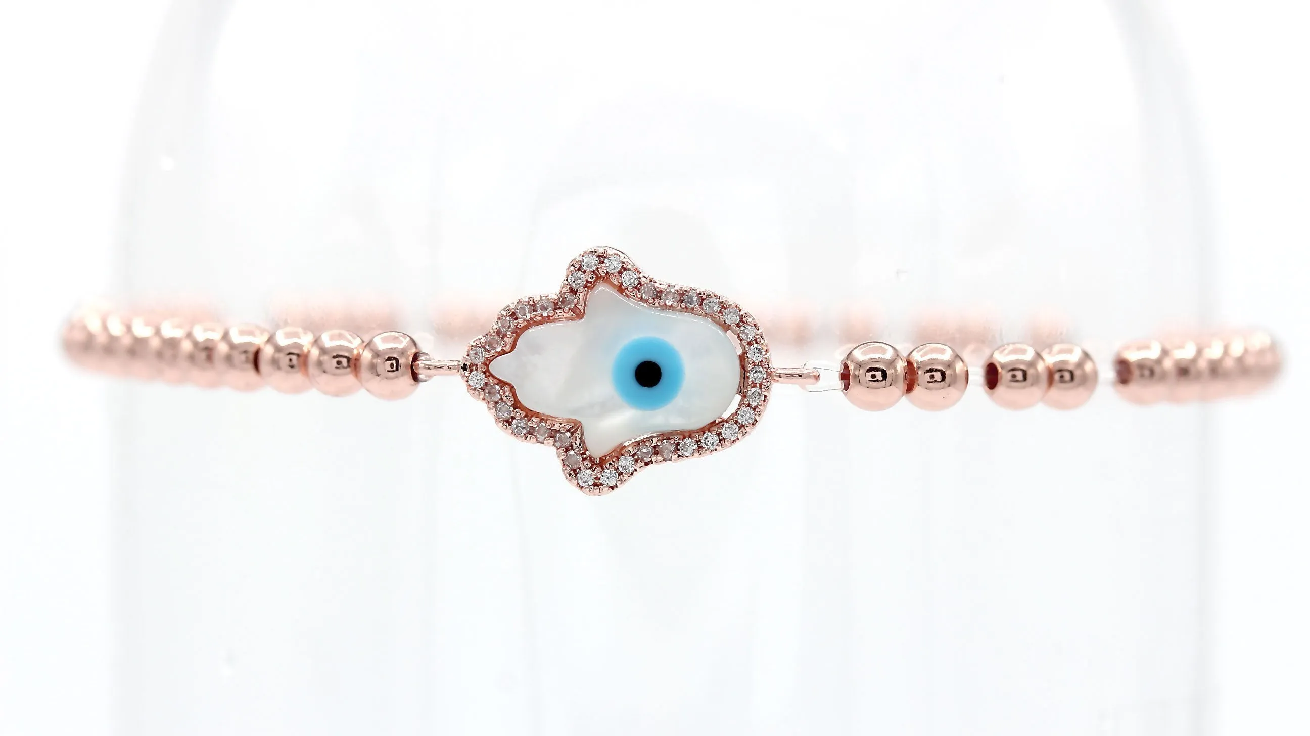 Hamsa Evil Eye Cuboc Zirconia Charm Bracelet Men Women