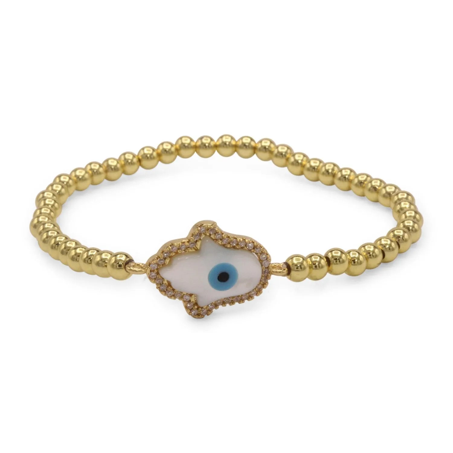 Hamsa Evil Eye Cuboc Zirconia Charm Bracelet Men Women