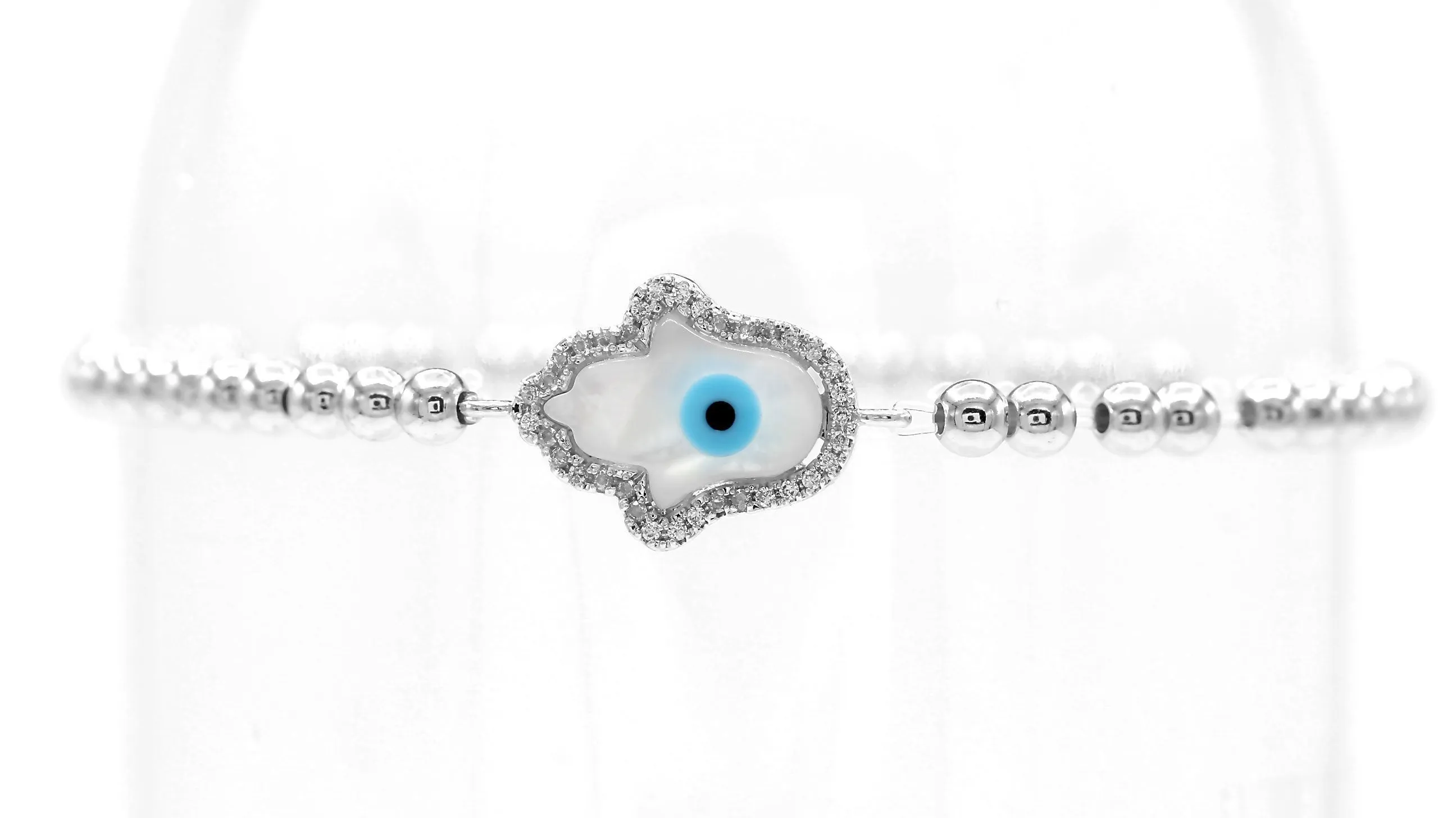Hamsa Evil Eye Cuboc Zirconia Charm Bracelet Men Women