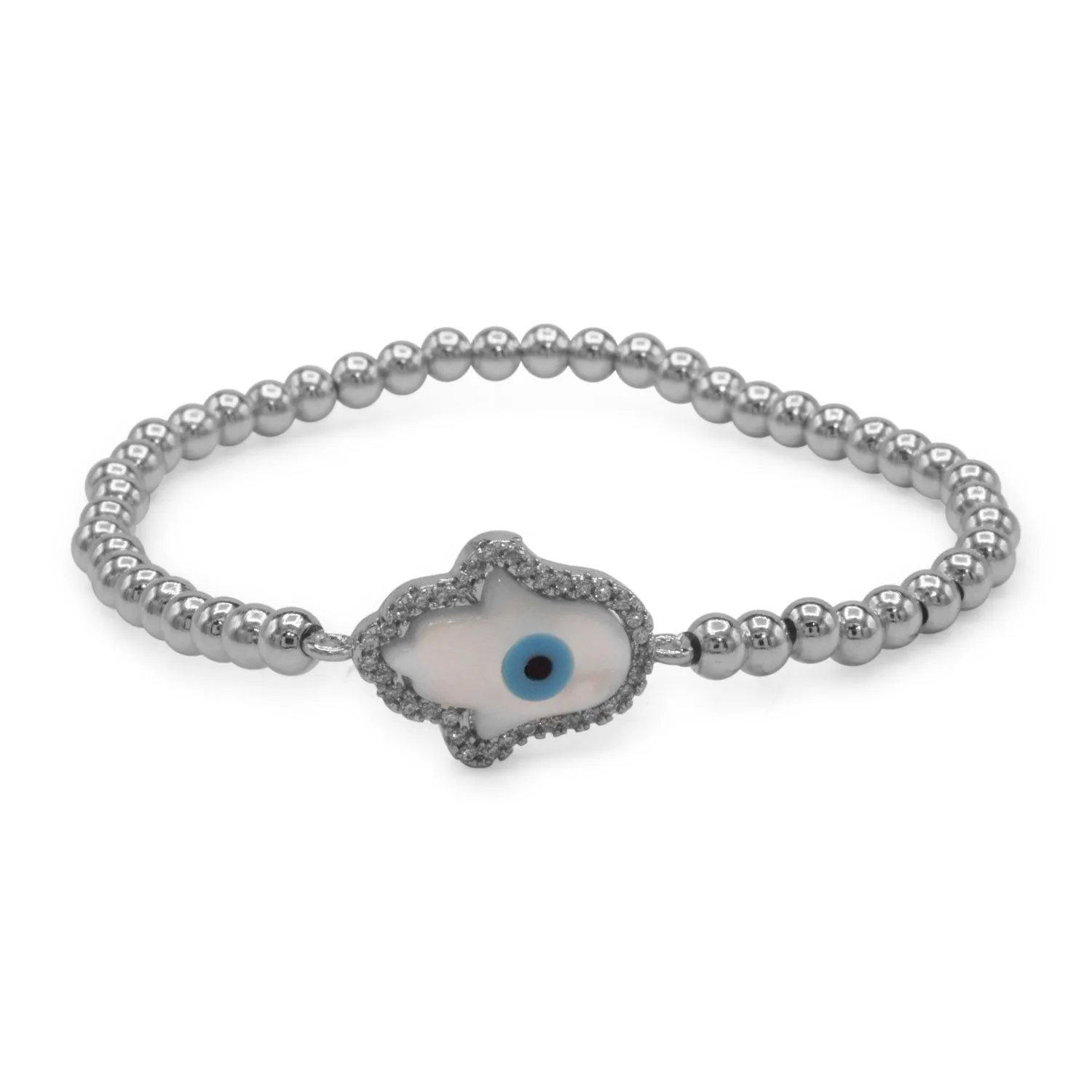 Hamsa Evil Eye Cuboc Zirconia Charm Bracelet Men Women