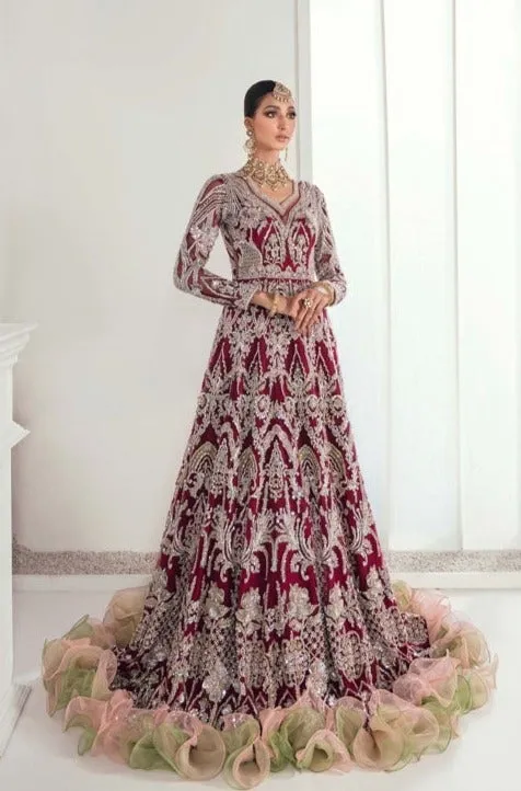 Heavy Designer Indian Red Bridal Lehenga Gown #BN1124