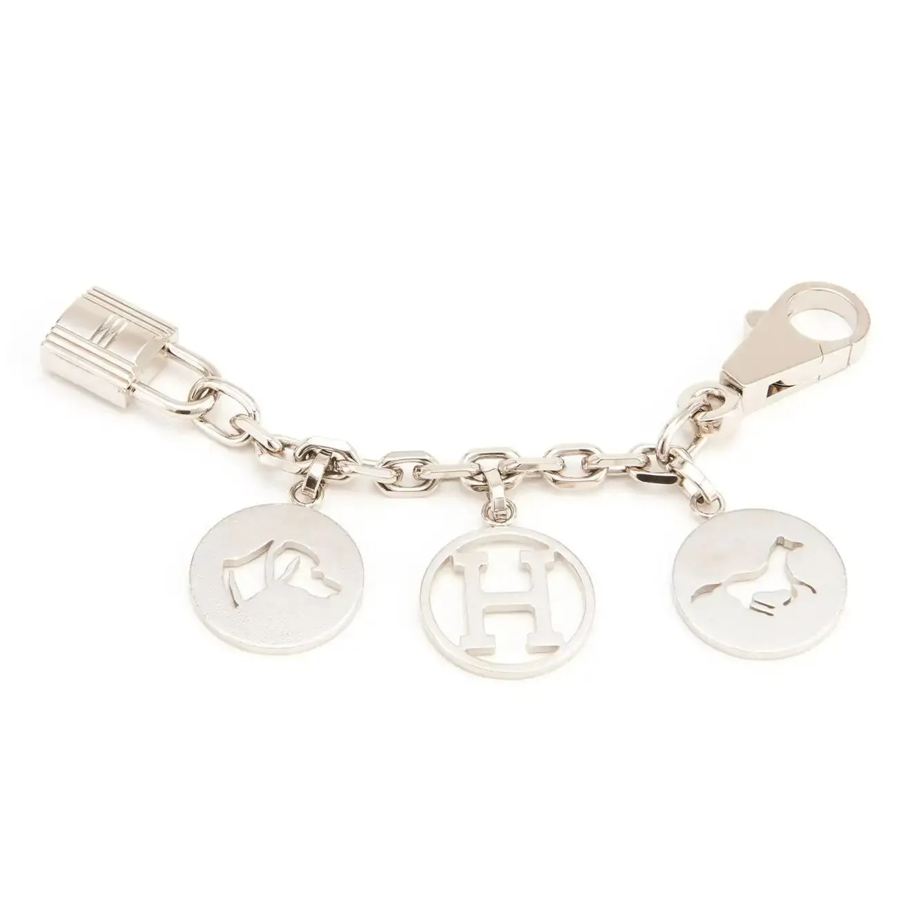 Hermes Silver Breloque Dog Horse H Palladium Bag Charm for Birkin or Kelly