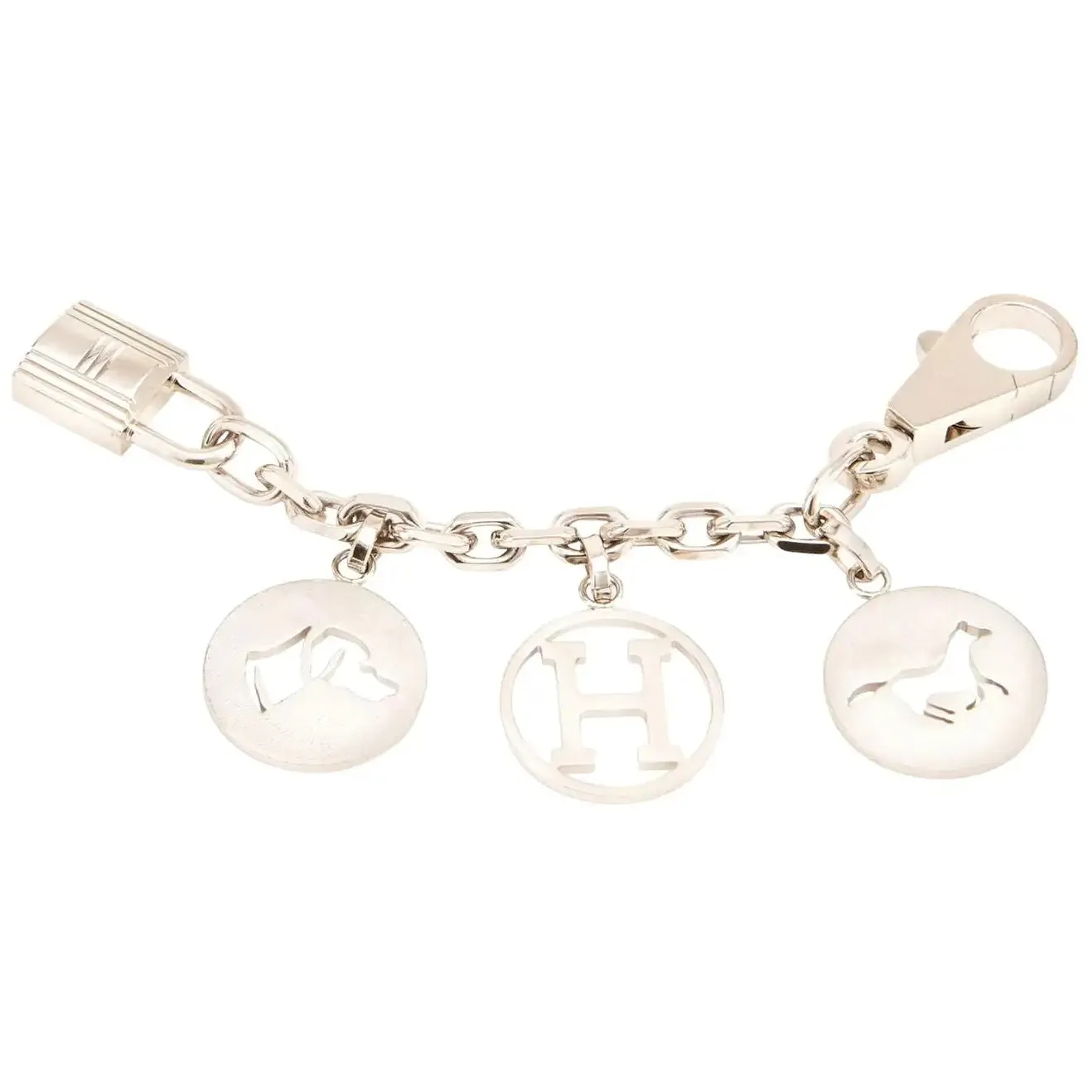 Hermes Silver Breloque Dog Horse H Palladium Bag Charm for Birkin or Kelly