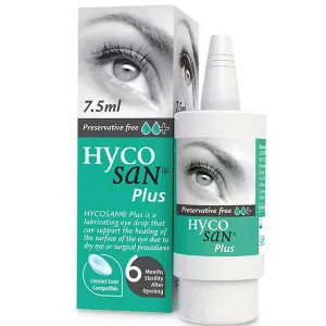 Hycosan Plus Hailu upgraded version of anti -preservative dripping eye fluid, eye drops (to help natural healing on the surface of the eye on the surface of the eyes that help surgery, eye injuries or dry eyes) Eye Drops 7.5ml(保质期 exp:31/03/205）
