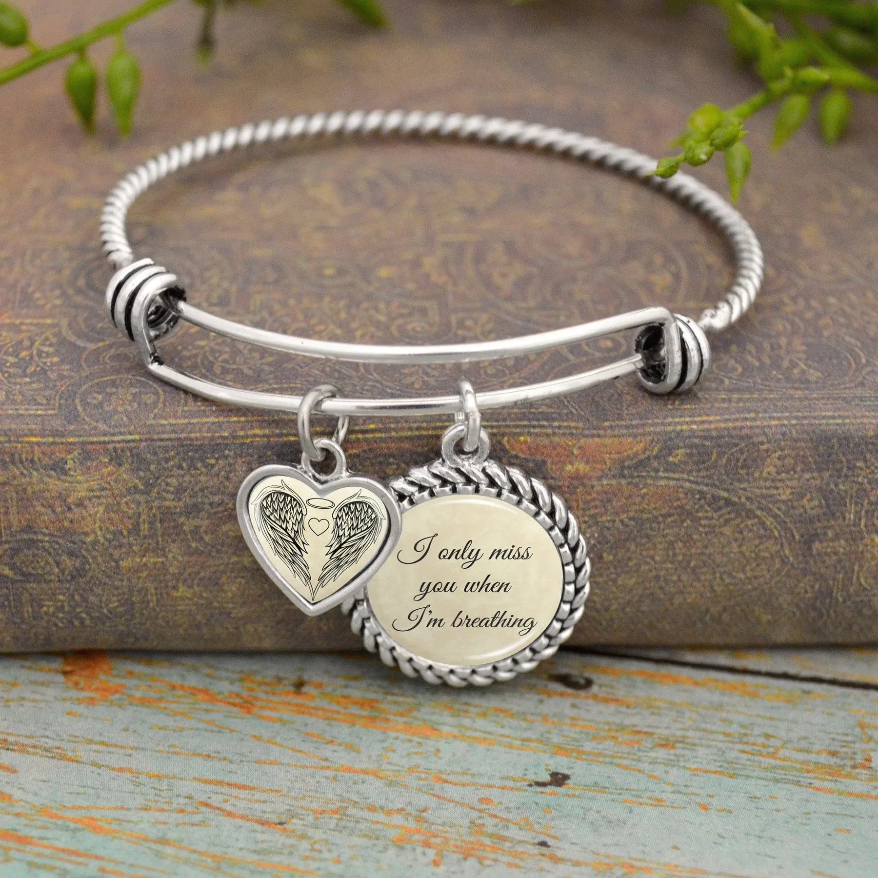 I Only Miss You When I'm Breathing Charm Bracelet