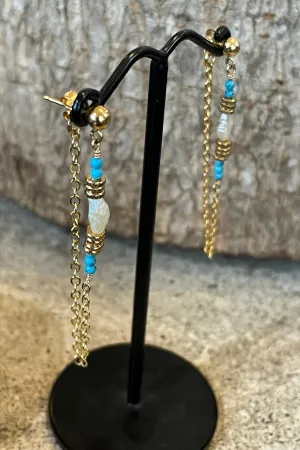 Inca Tres Earrings Turquoise & Pearl