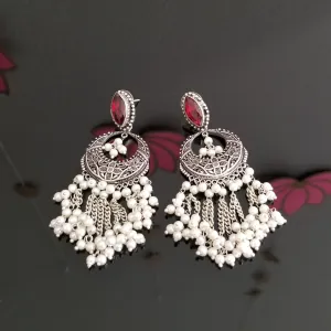 Indo Western Chand Earring With Oxidised Plating 22107