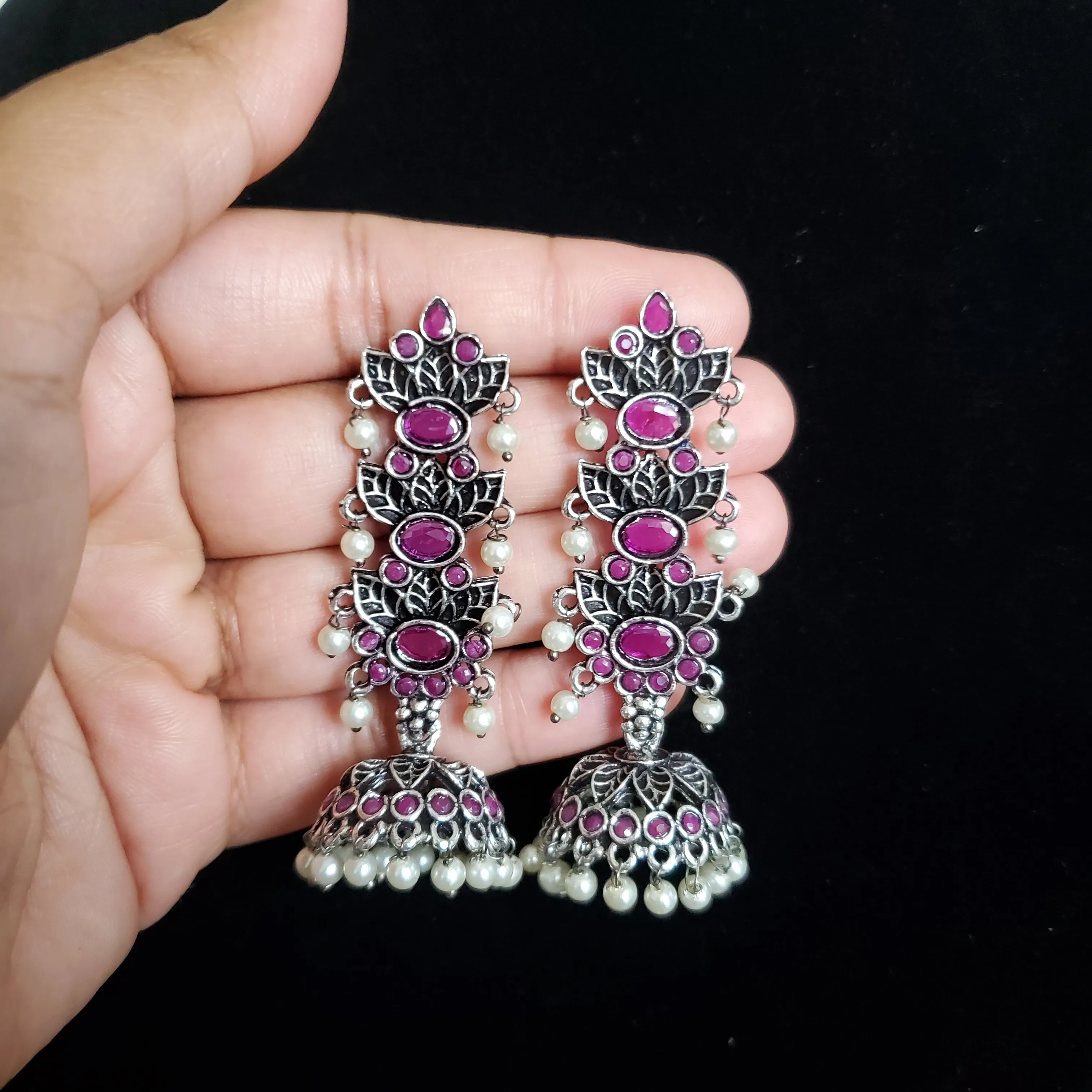 Indo Western Jhumki With Oxidised Plating
