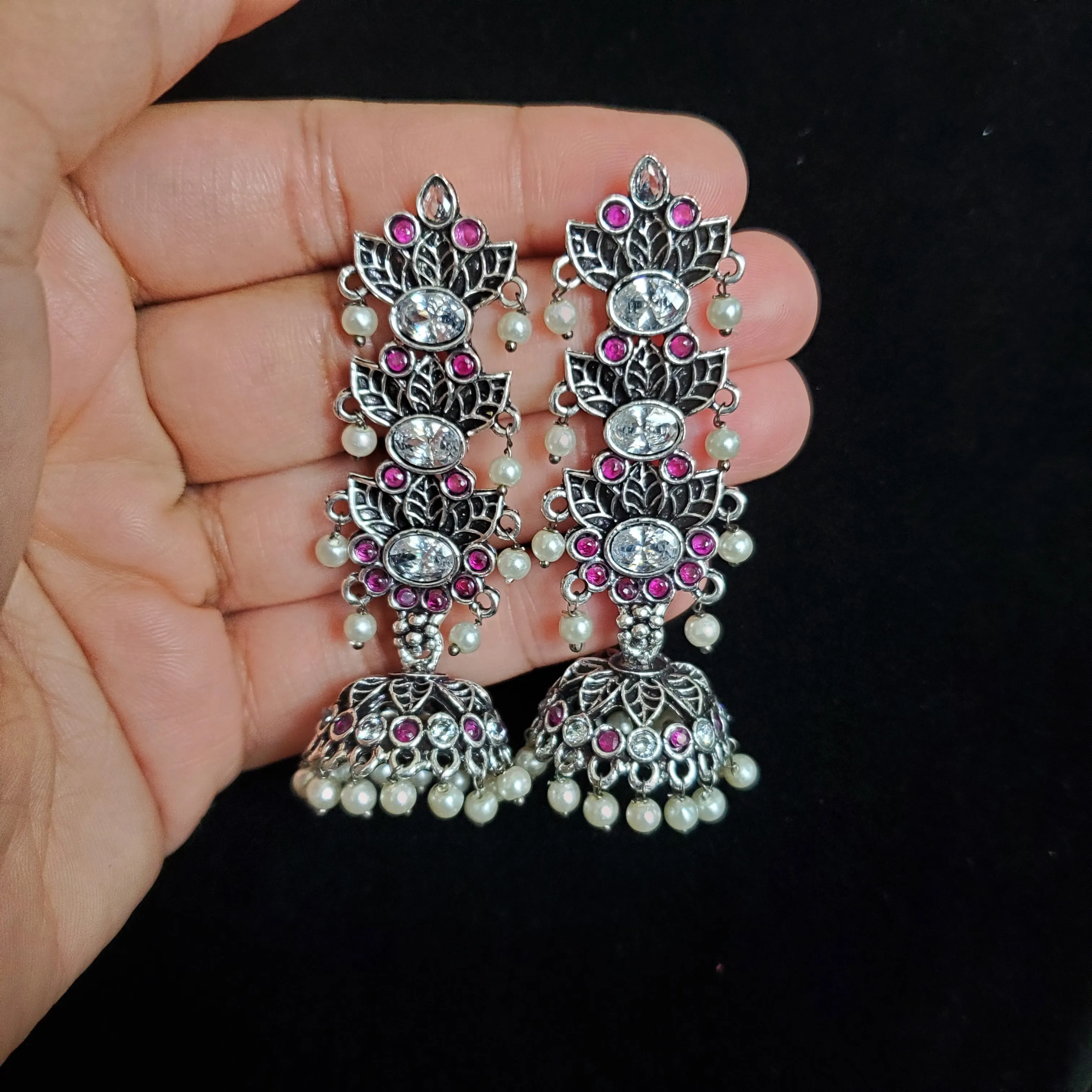Indo Western Jhumki With Oxidised Plating