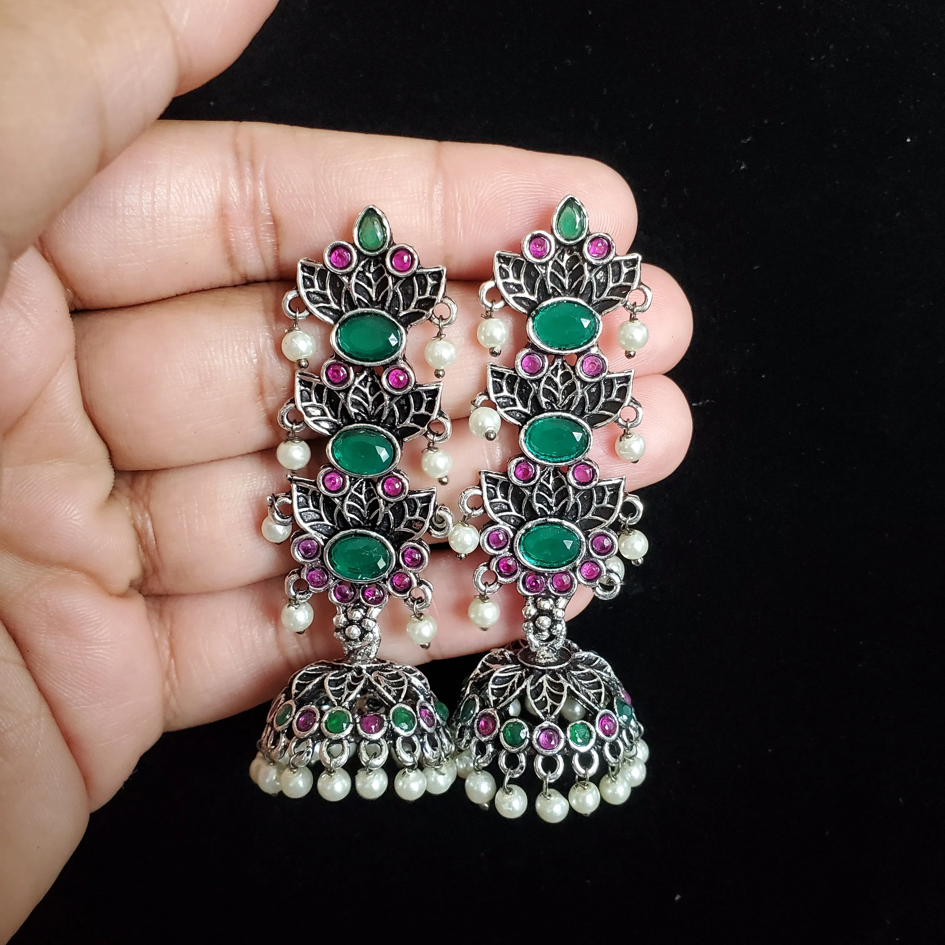 Indo Western Jhumki With Oxidised Plating