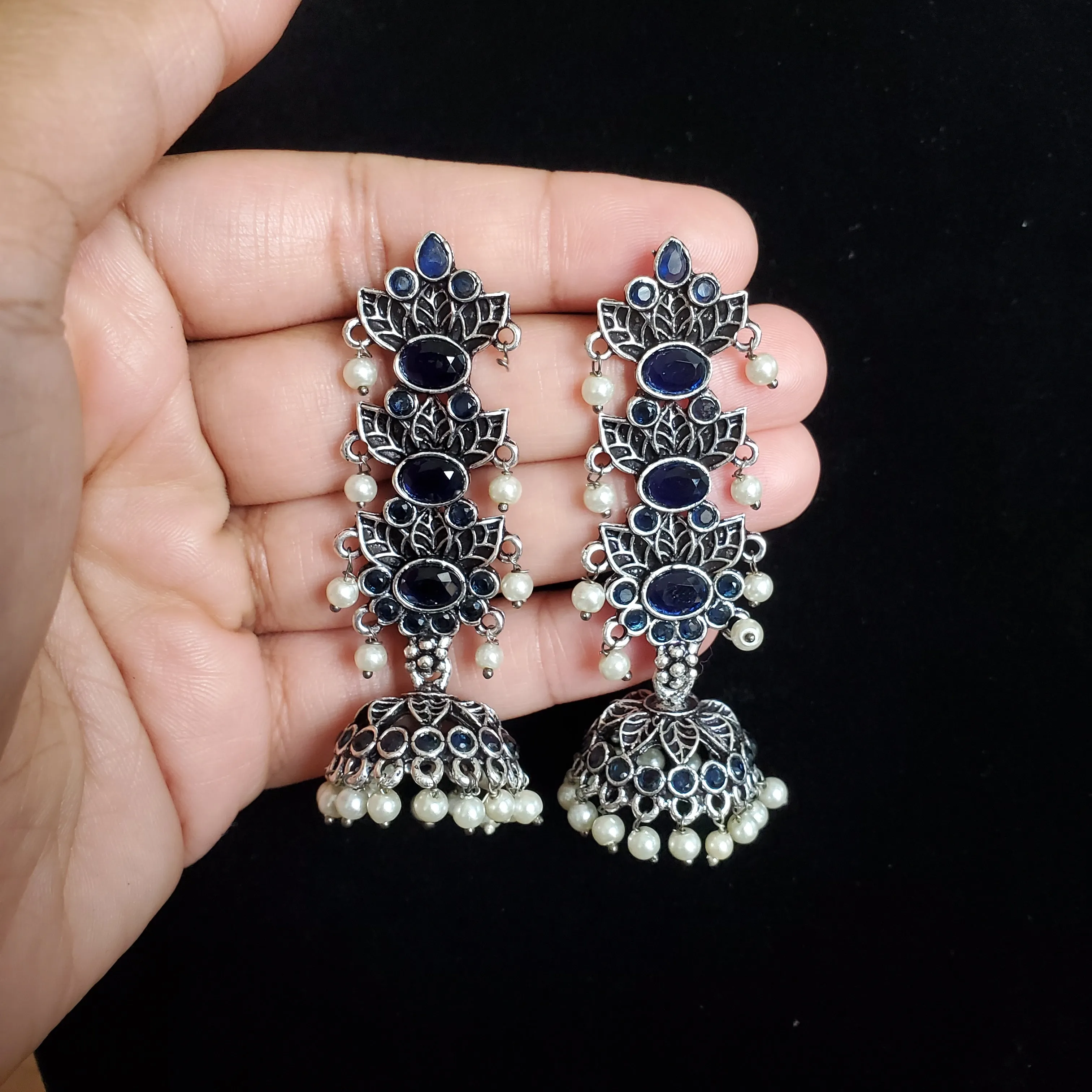 Indo Western Jhumki With Oxidised Plating