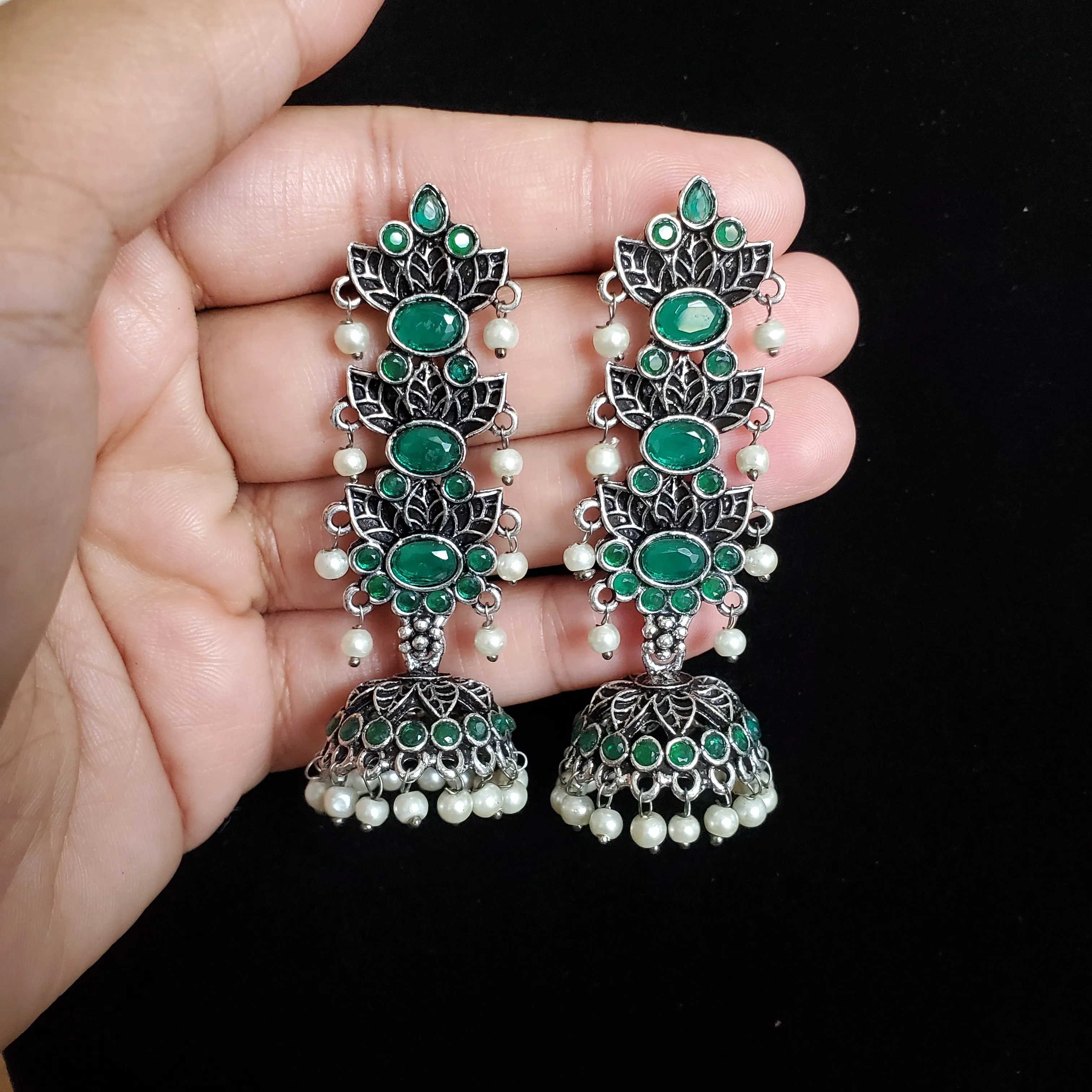 Indo Western Jhumki With Oxidised Plating