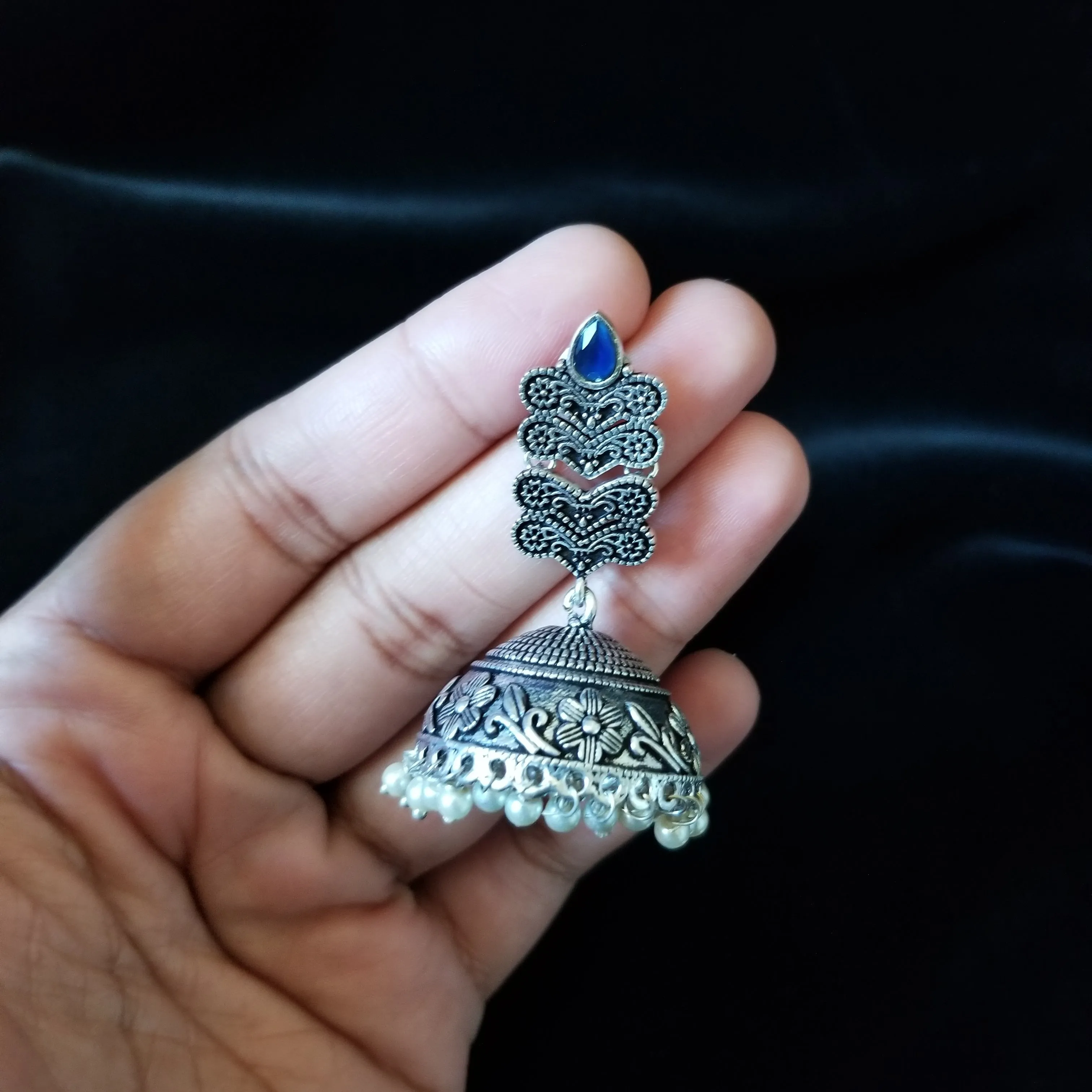 Indo Western Jhumkis With Oxidised Plating
