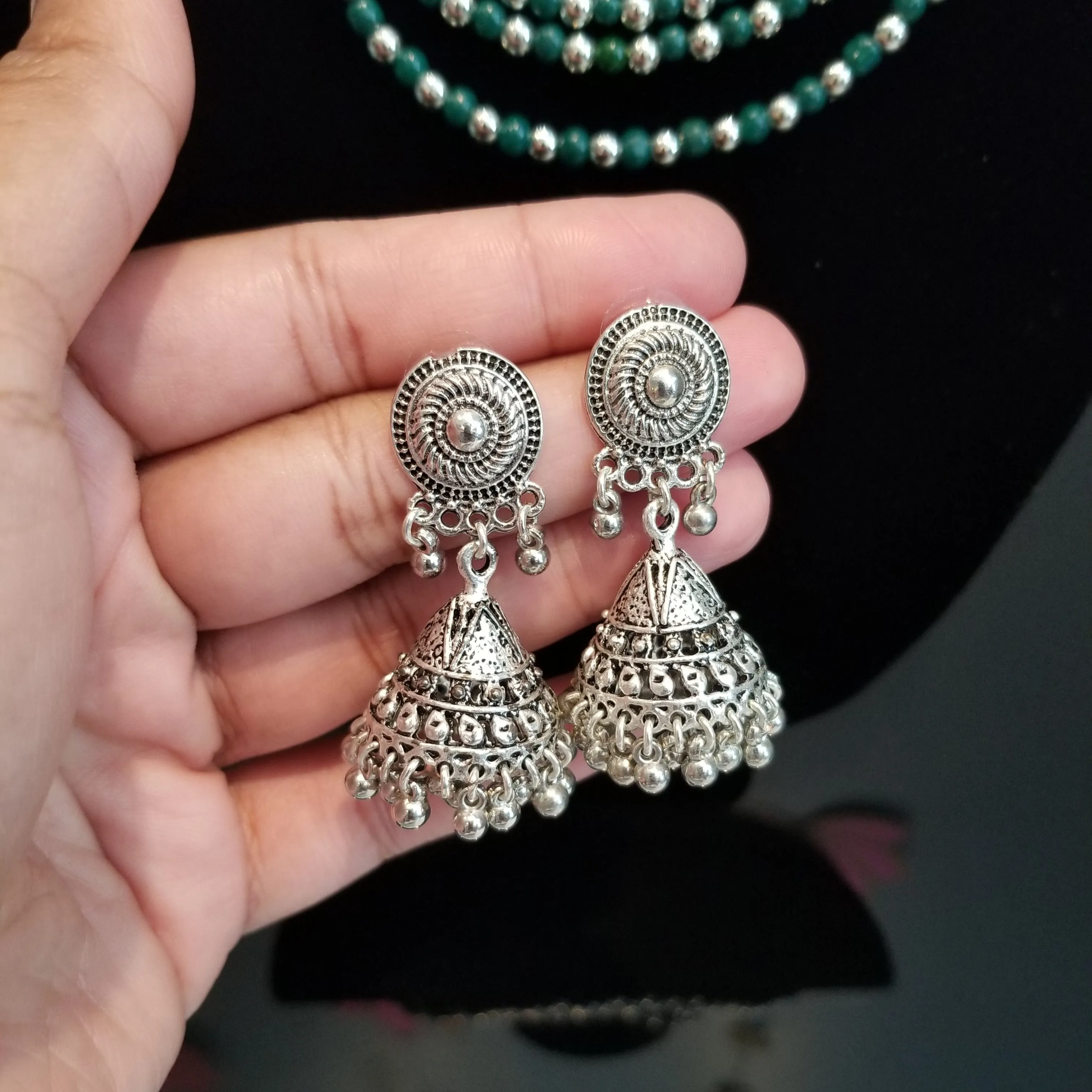 Indo Western Mala Necklace With Oxidised Plating
