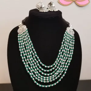 Indo Western Mala Necklace With Oxidised Plating