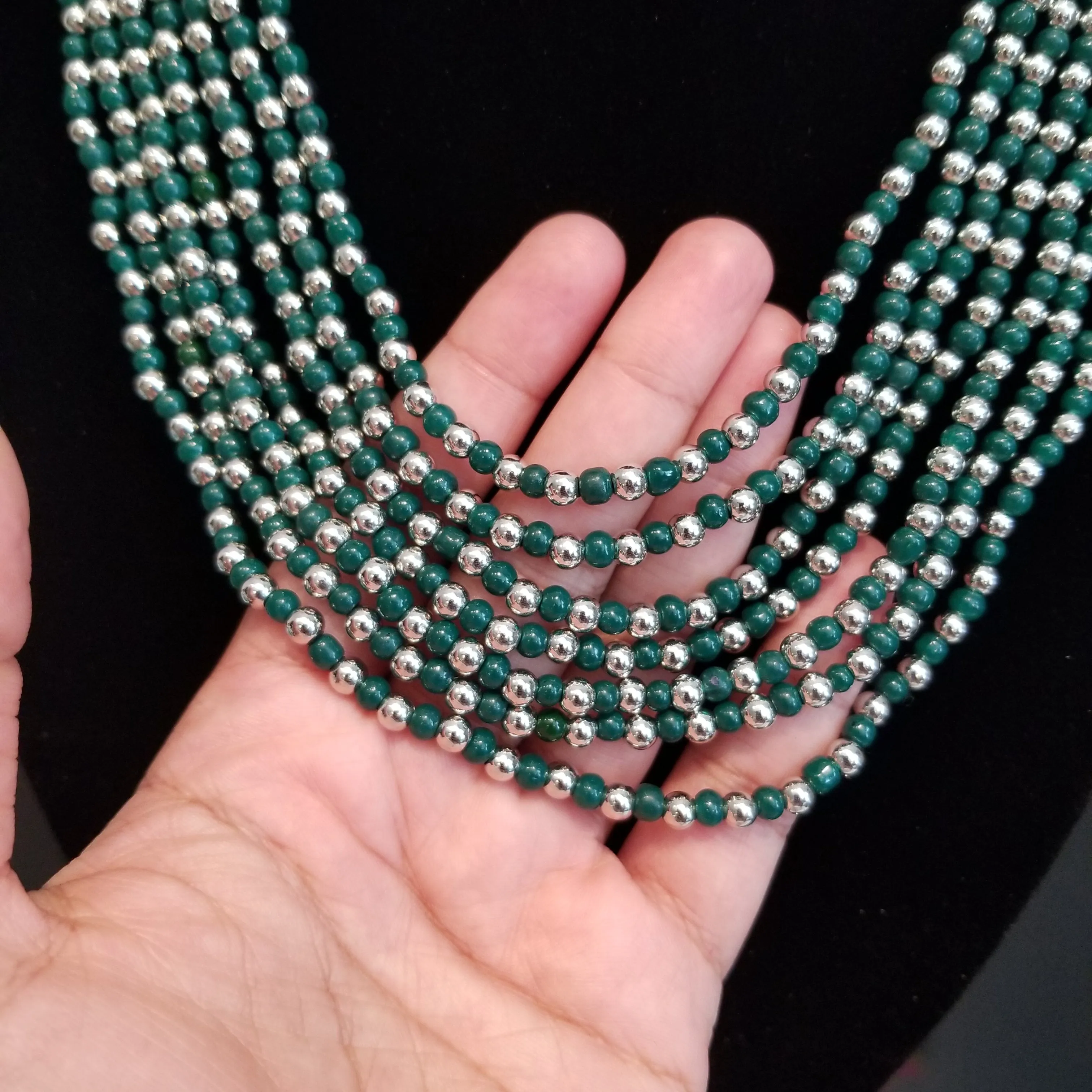 Indo Western Mala Necklace With Oxidised Plating