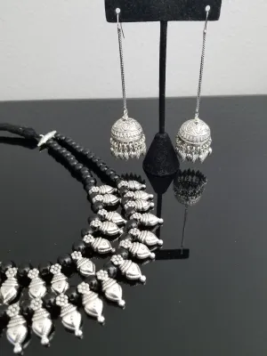 Indo Western Mala Necklace With Oxidised Plating