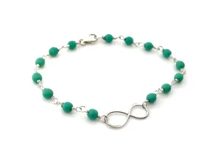 Infinity Charm Recycled Glass Wire Wrapped Bracelet