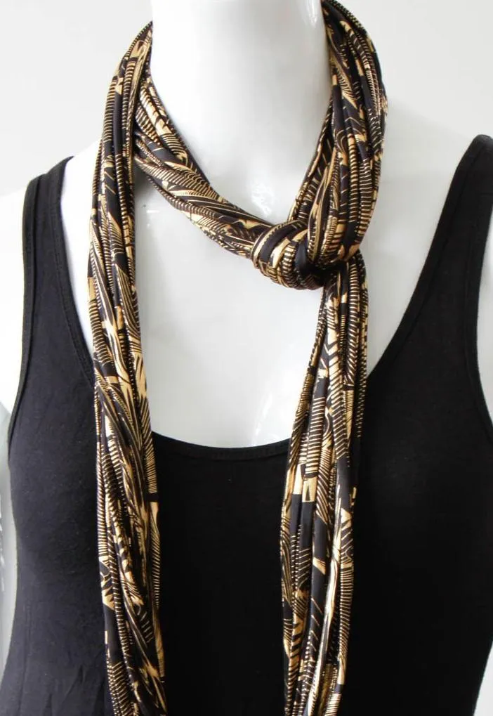 Infinity Scarf in Black and Gold 'Gold Leaf'