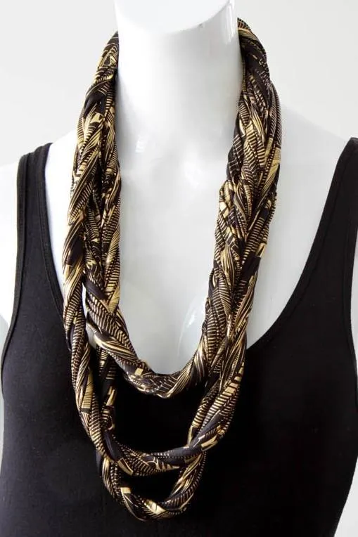 Infinity Scarf in Black and Gold 'Gold Leaf'
