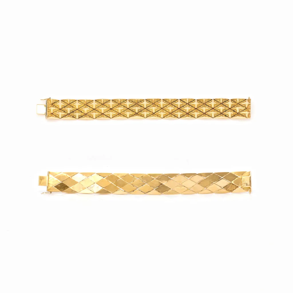 Italian 1960s 18 Karat Yellow Gold Pyramidal Link Bracelet