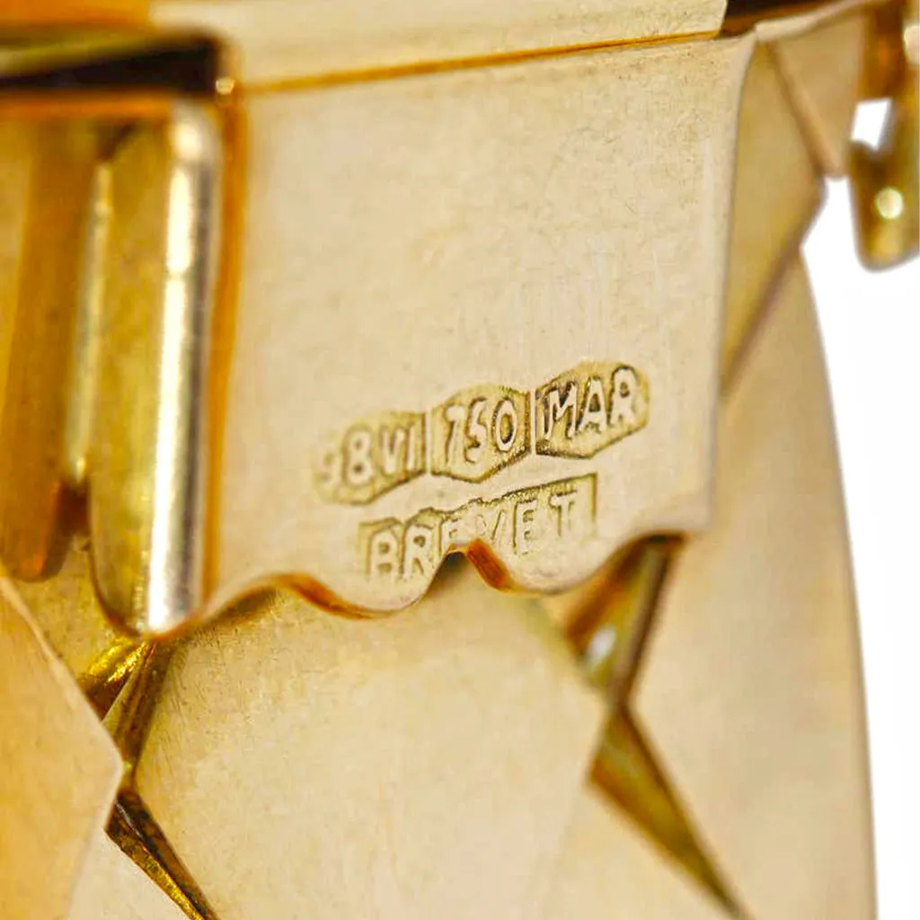 Italian 1960s 18 Karat Yellow Gold Pyramidal Link Bracelet
