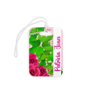 Ivy and Pearls Pink and Green Luggage Tag