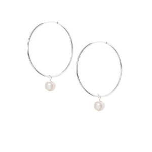 Jennie Pearl Hoops in Silver