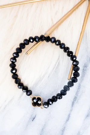 Kyla Clover Black Beaded Bracelet
