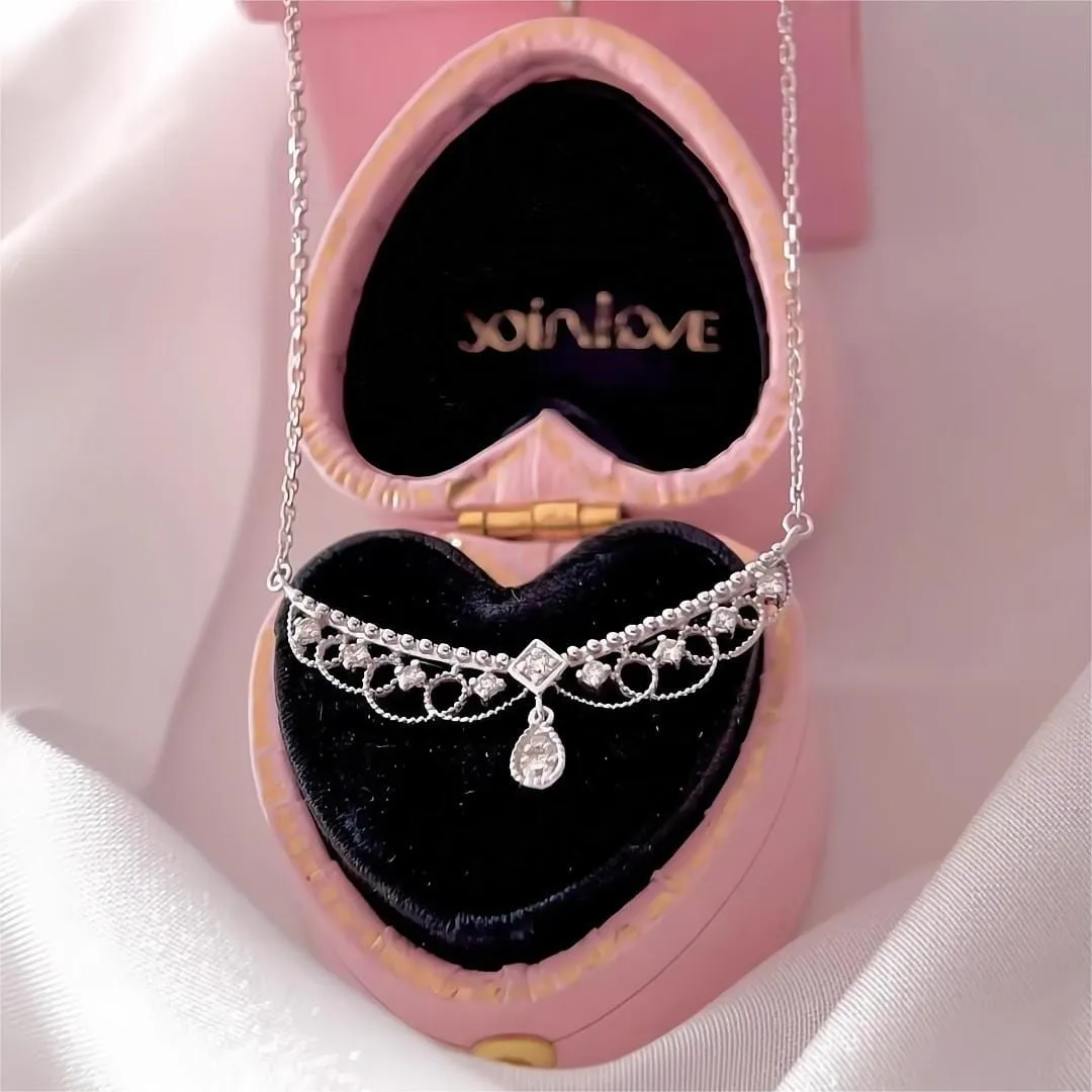 Lace Hollowed-out Pattern Cubic Zirconia Inlaid Chain Necklace