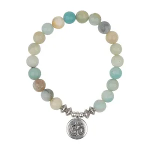 Ladies Amazonite Wrist Mala with Ohm or Hamsa Charm