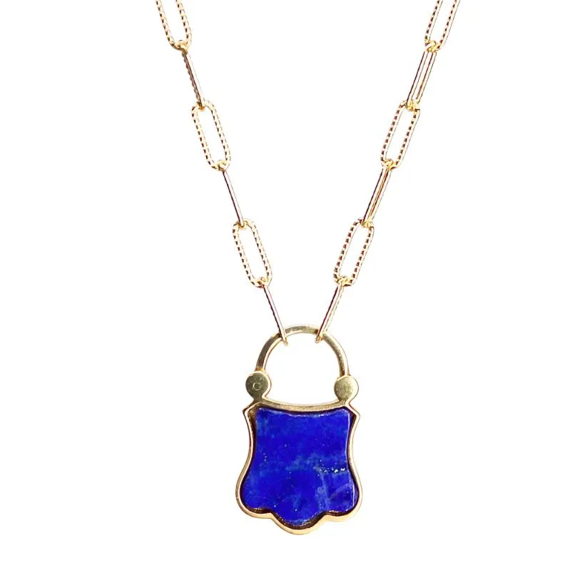 Lapis Padlock Necklace